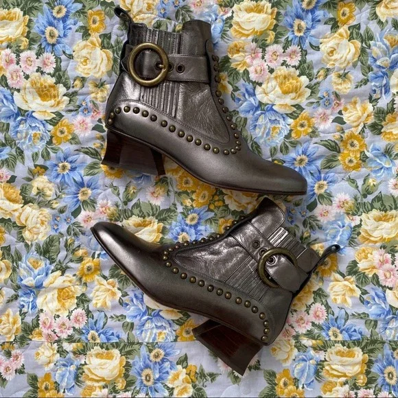 Coach Chelsea Heeled Boot Metallic Smog Size 5.5 - Picture 2 of 13